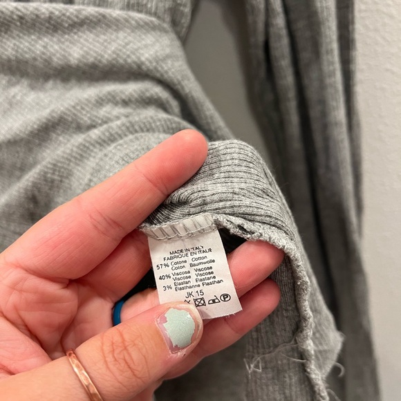 Womens Gray Ribbed Brandy Melville Long Sleeve - Picture 5 of 5